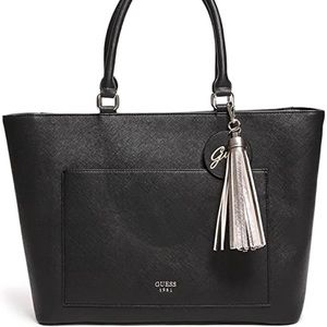 Black FAUX Leather GUESS Arm Bag Purse Tote